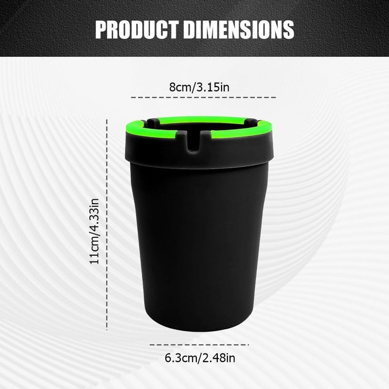 Lyxheth Glow in The Dark Ashtray, Car Ashtray, Cigarette Self-Extinguishing Car Cup Holder Ashtrays with Lid, Universal Portable Mini Vehicle Cigarette Trash Can Auto Accessories for Cars (Black) - Image 2